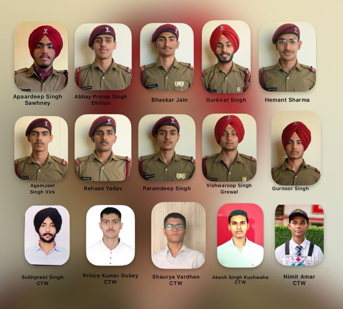 महाराजा रणजीत सिंह प्रिपरेटरी इंस्टीट्यूट के 15 कैडेटों ने एन.डी.ए. और टी.ई.एस. कोर्सों के लिए एस.एस.बी. इंटरव्यू पास किए